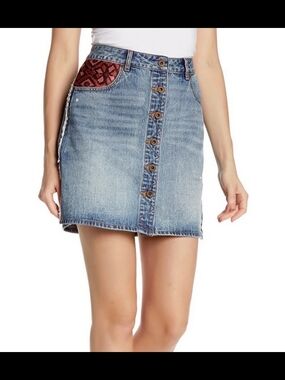 Scotch & Soda Denim Spicy Sunday Colorblock Mini Skirt Size M